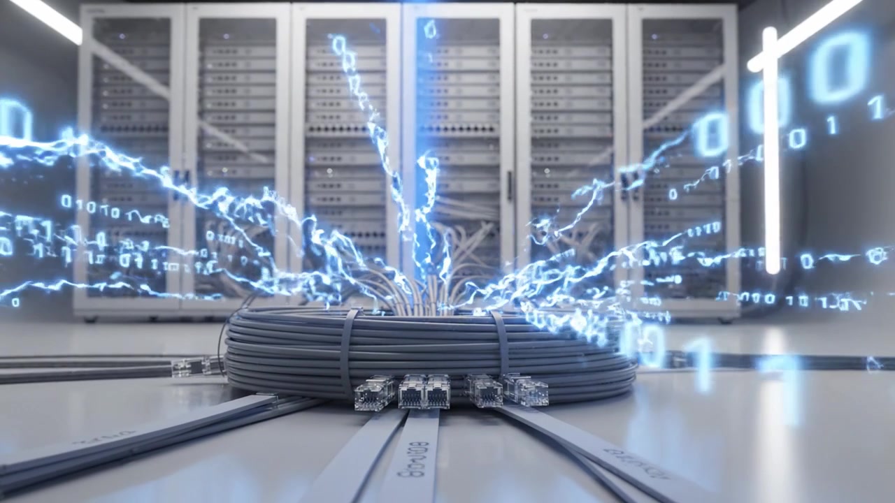 Advanced Data Center Infrastructure with Cable Management and Server Racks for Enhanced Connectivity and High-Speed Data Transmission in Modern Computing Environments