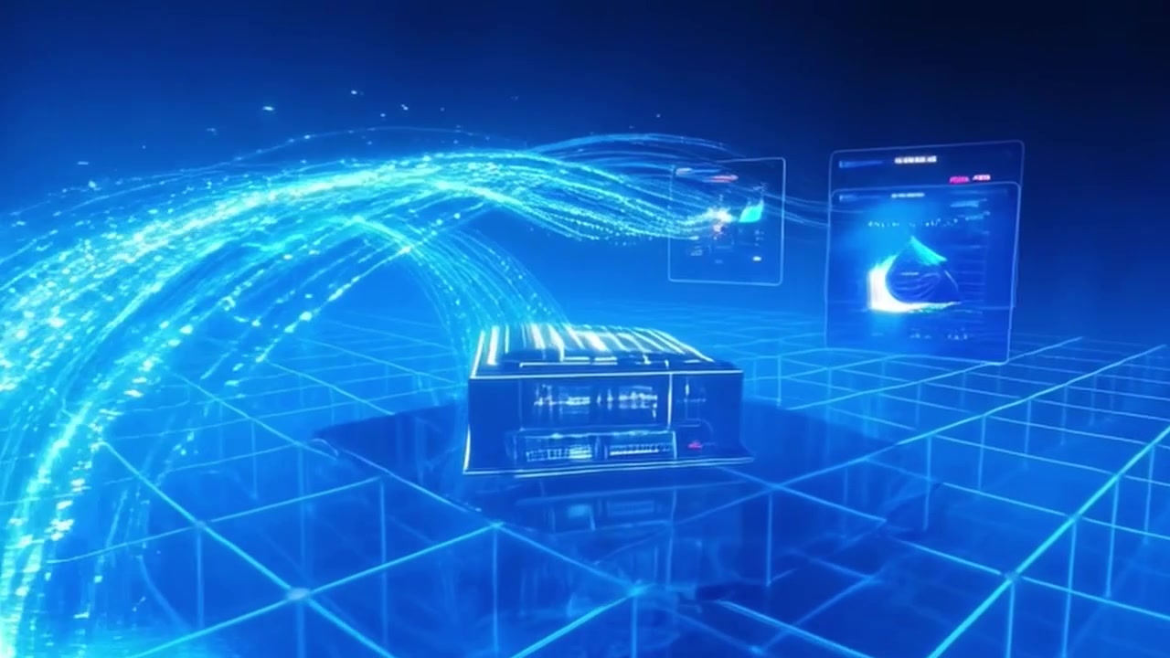Digital Data Streams Converging into a Central Server Hub