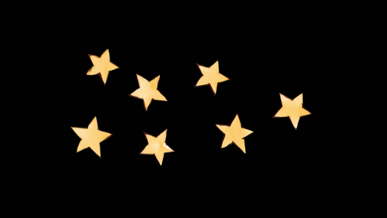 Scattered stars animation isolated asset, transparent 4K video, alpha channel, ProRes 4444