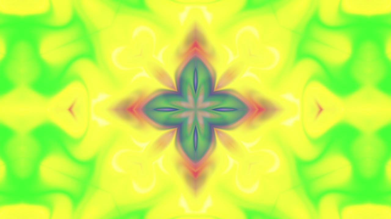 Effetto caleidoscopico astratto giallo brillante, ciclo continuo