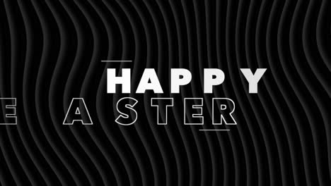 stylish handwritten font happy easter on black and white striped background