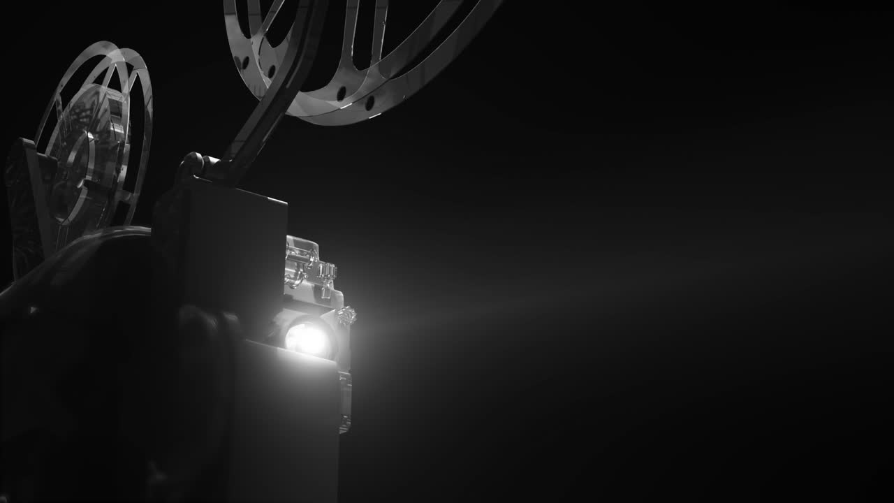 proyector de cine trabajando. proyector de rayo de luz que refleja 3
