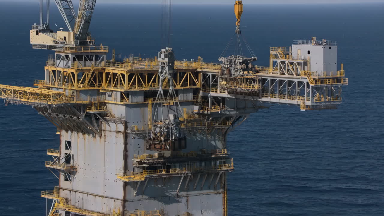 Offshoreplatform med kranoperationer