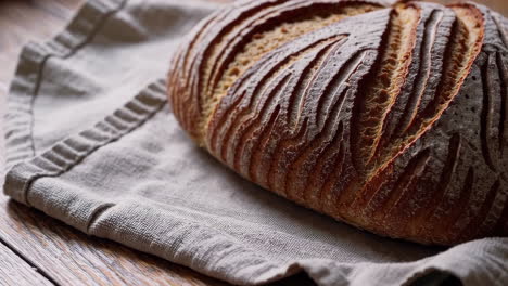 artisan bread on linen tablecloth
