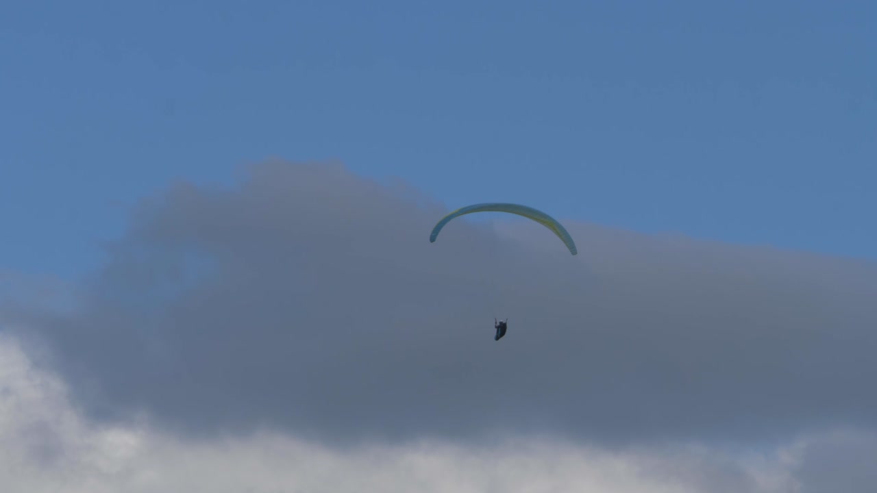 Skilled Person Paragliding Over Rosins Lookout At Beechmont - Adventure Sport - Scenic Rim Region, Queensland, Australia. - low angle