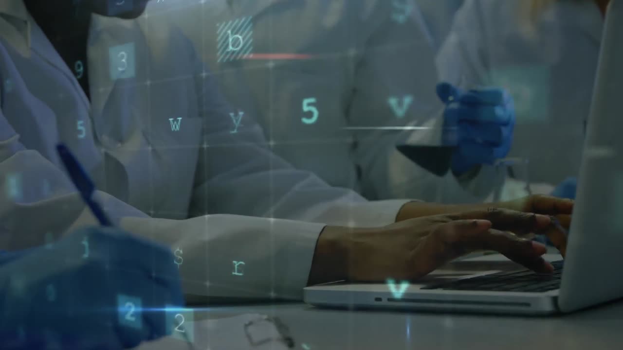 animación de advertencia de ataque cibernético sobre científicos que usan computadoras