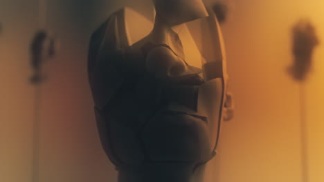 crushed android heads on spikes on the yellow background