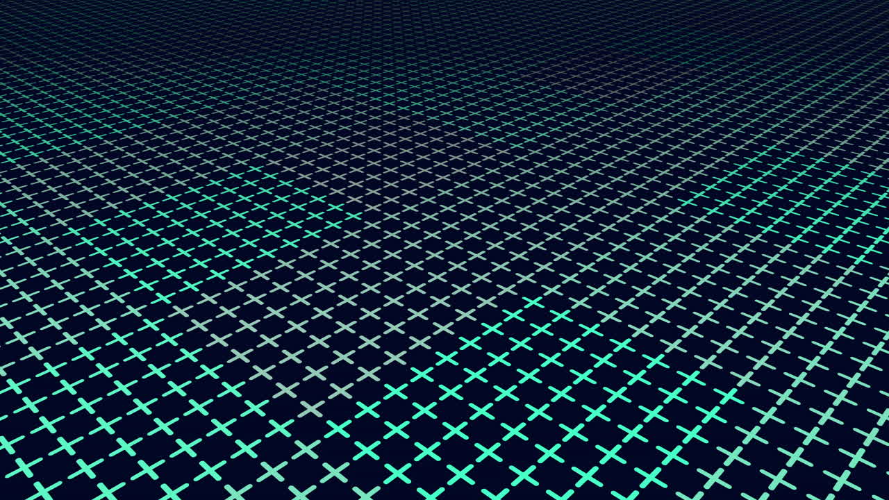 Vibrant blue and green checkered pattern on black background