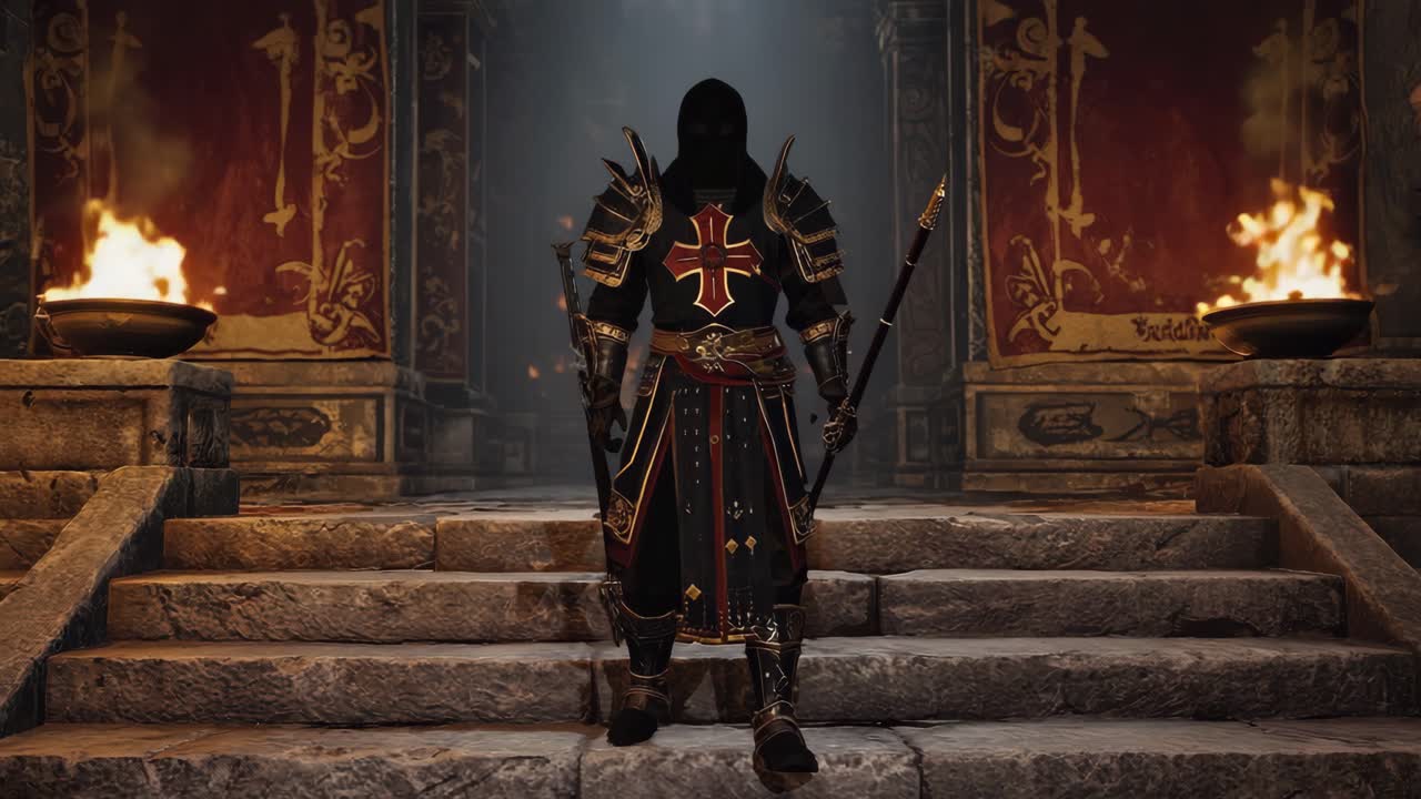 A knight wearing crusader armor