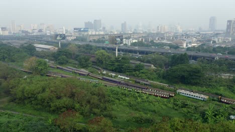 trains parked outside bangkok