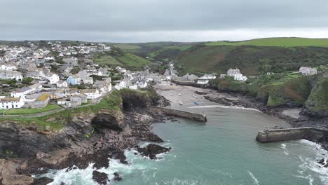 Port-Isaac-Cornwall-Großbritannien-Drohne,-Luftaufnahme,-Blick-Aus-Der-Luft