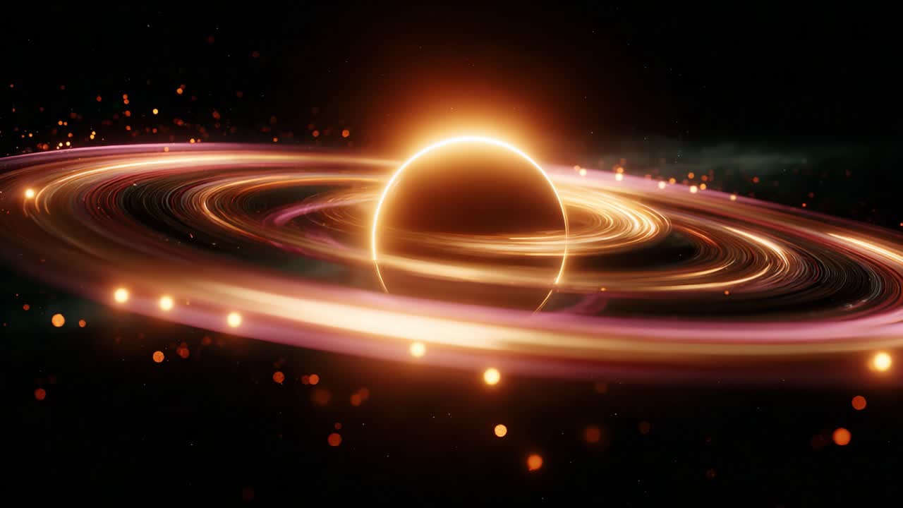 A mesmerizing celestial view of a planet surrounded by vibrant, swirling rings of gas and dust, illuminated by radiant light, showcasing the beauty and complexity of the universe in stunning detail