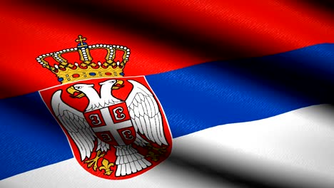 serbia flag waving textile textured background. seamless loop animation. full screen. slow motion. 4k video