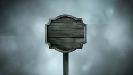 wooden frame standing against a cloudy background