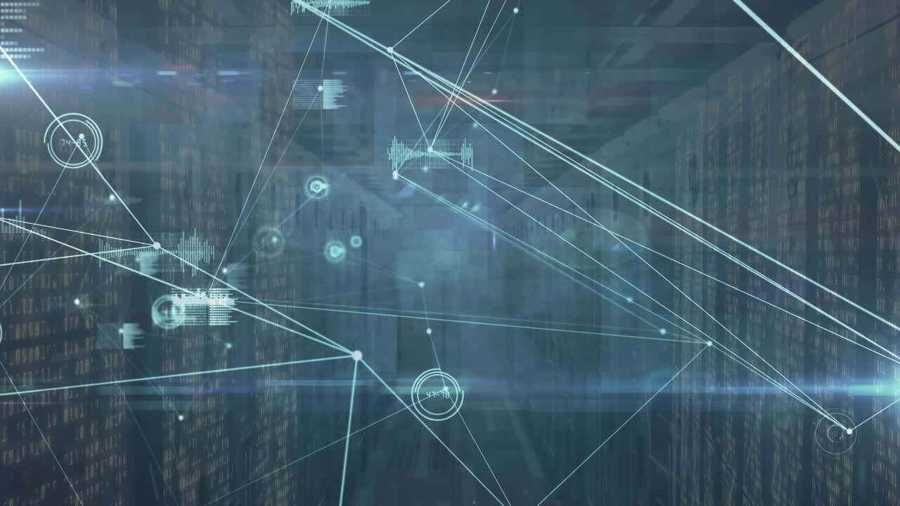 Animation of network of connections over server room
