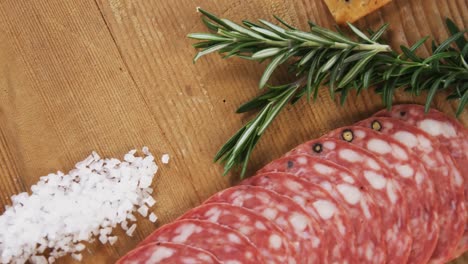 crispy biscuits, rosemary herb and sliced meat