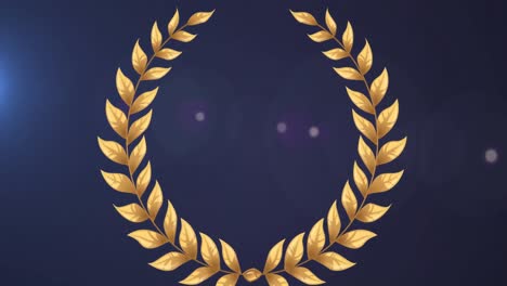 animation of golden wreath on violet background