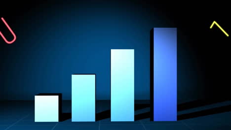 animación del procesamiento de datos financieros sobre un fondo azul