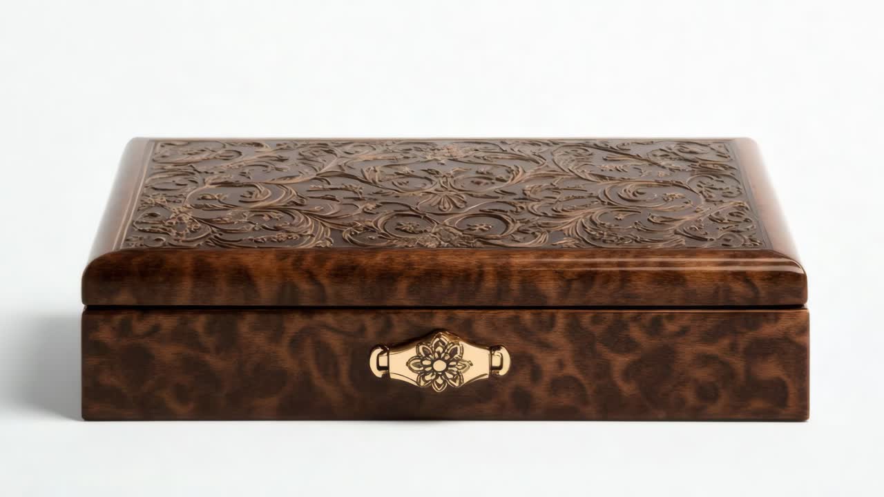 elegante caja de joyas de madera tallada