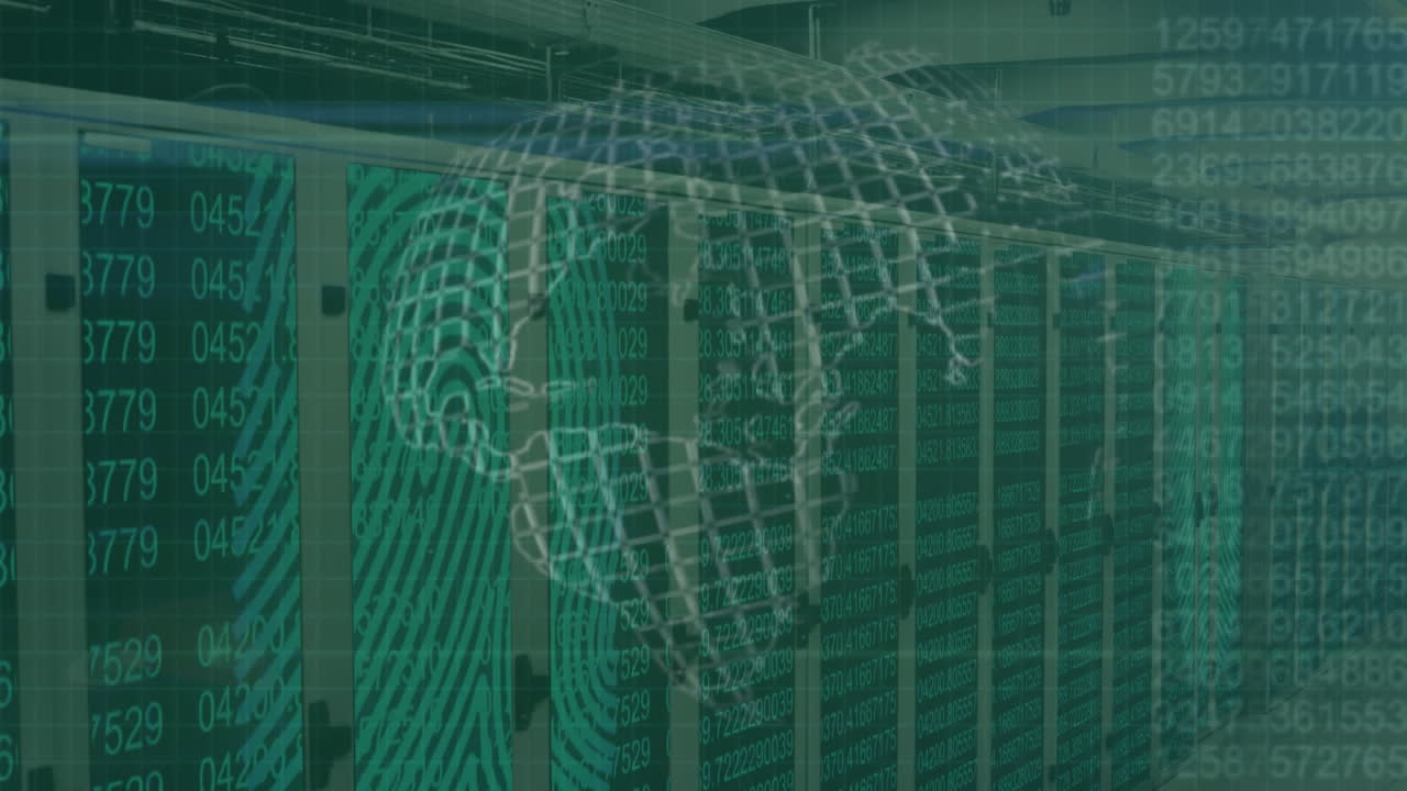 анимация крутящегося глобуса с самолетами, летящими по нему над комнатой экранов