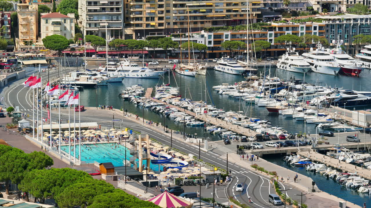View of the Rainier III Nautical Stadium sports complex in the La Condamine district of Monaco