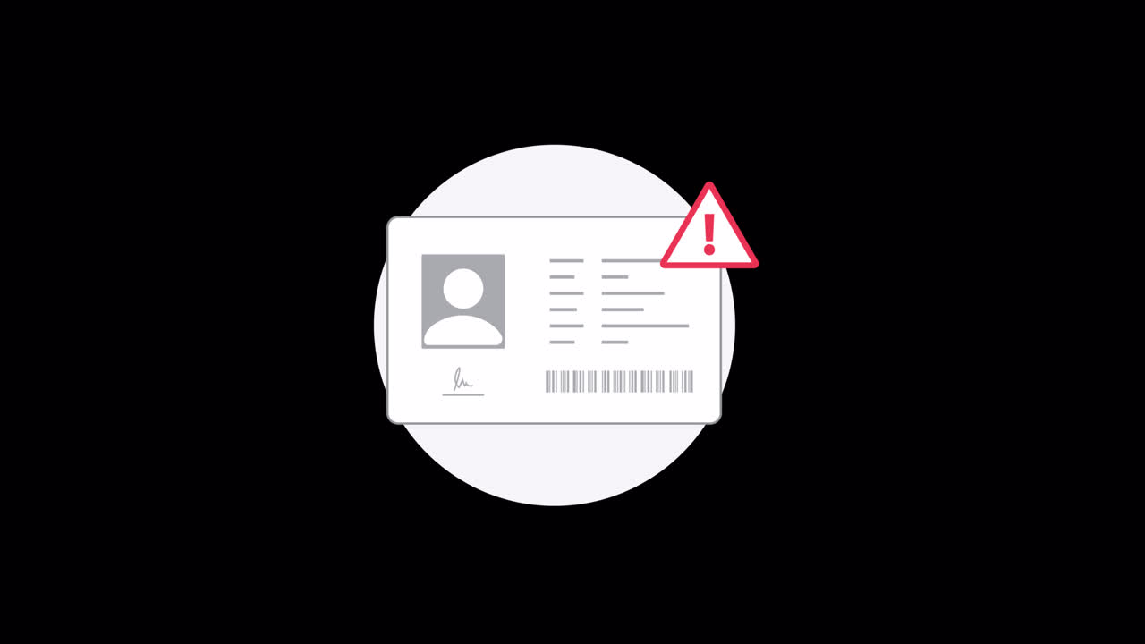 Animated Illustration of an ID Card with a Warning Alert