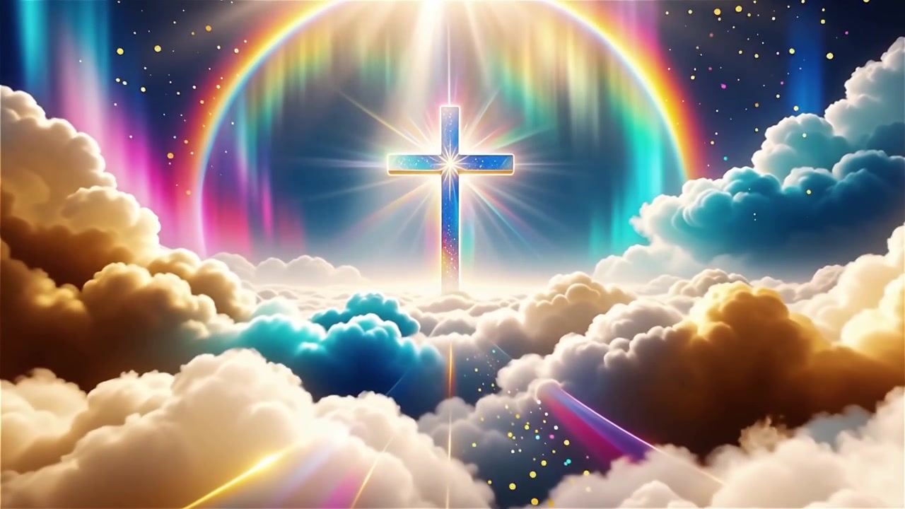 Christian Cross Heavenly Light Worship Background