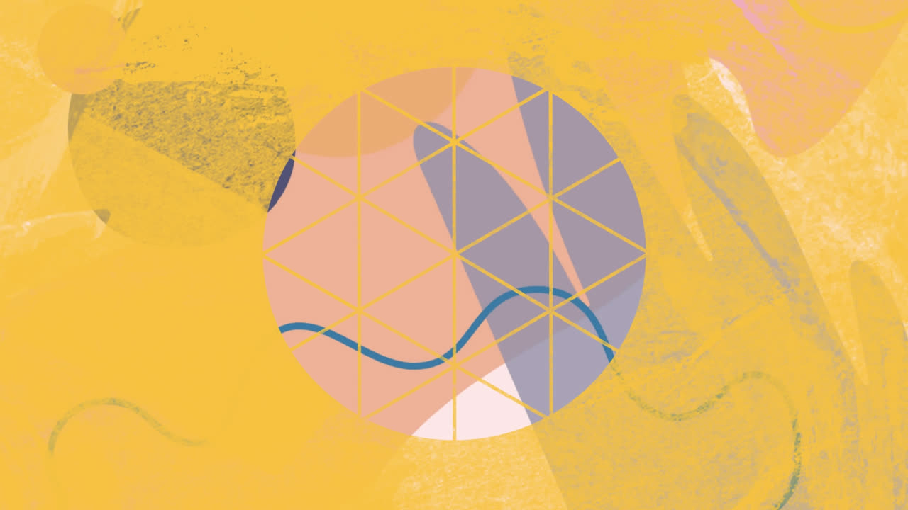 animación de líneas naranjas y formas coloridas sobre fondo blanco