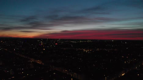 beautiful red pink munich twilight view with a drone 4k