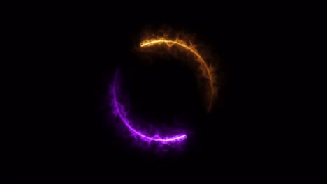 efecto de energía de luz naranja animado aislado en fondo negro.
