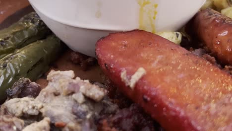 close-up of pieces of vegetables on a vegetarian grill.