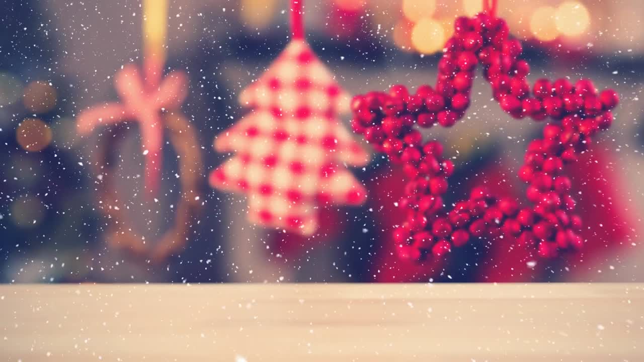 Christmas decoration combined with falling snow