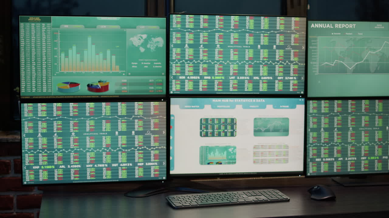 Nobody in office with stock market exchange and investment