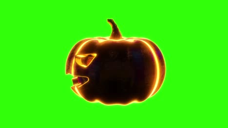 la rotación de la calabaza de halloween en el fondo de la pantalla verde