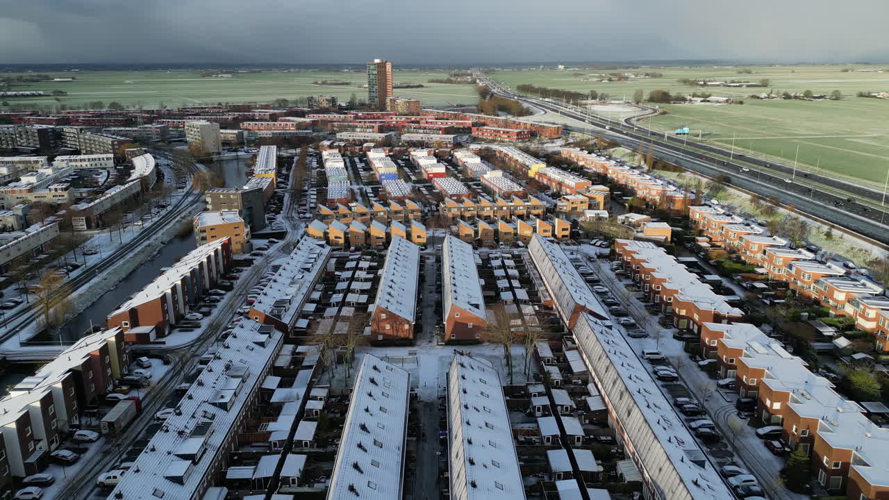 네덜란드 에 있는 아머스포르트 뉴일랜드 의 눈 과 겨울 의 공중 풍경