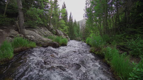 slow motion of water rushing down hill