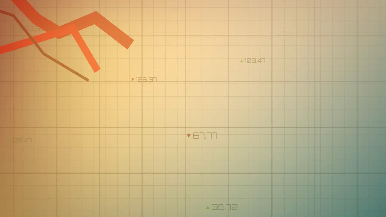 animación del procesamiento de datos estadísticos a través de la red de red contra un fondo de gradiente naranja