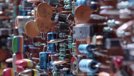 Intricate-design-of-circuit-board-with-electrical-components,-closeup-slider