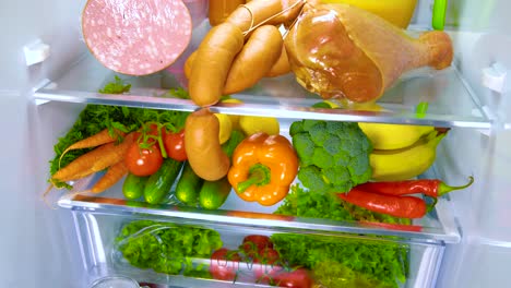 open refrigerator filled with food