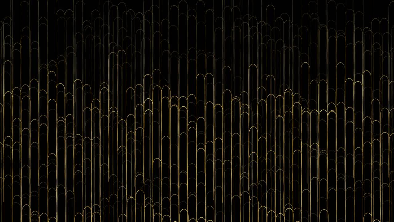Stylish golden arch lines animated pattern on black background giving impression of luxury symmetry