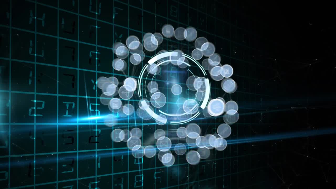 블루 스크린 위에 아이콘과 연결의 네트워크와 함께 지구의 애니메이션