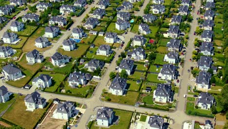 street with new homes in spring season