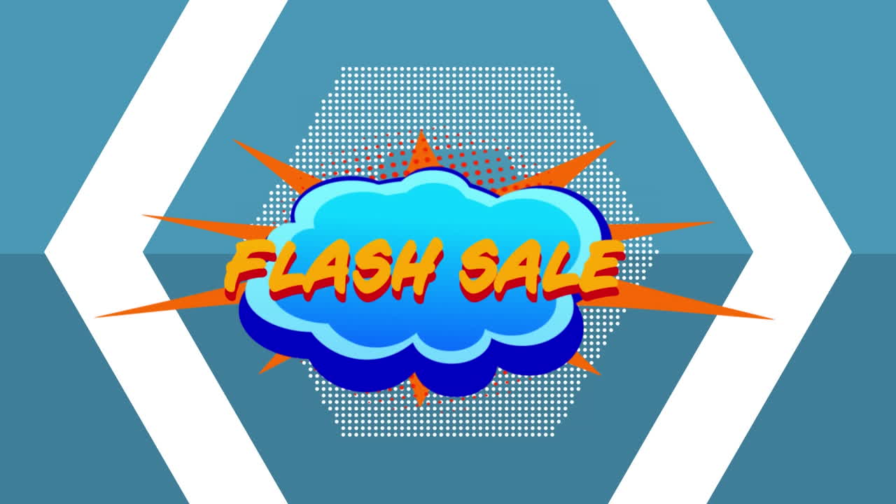 파란색 연설 거품에 플래시 판매 그래픽