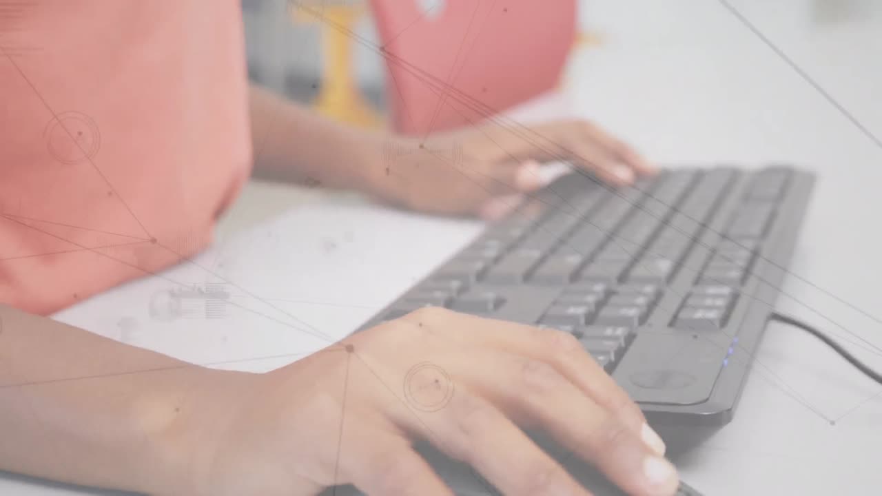 animación de la red de conexiones a través de las manos utilizando computadora