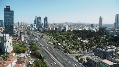 istanbul cityscape with highway and cemetery