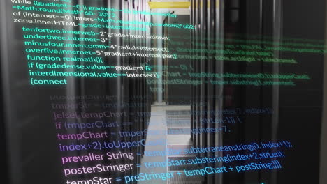 Animation of data processing against computer server room