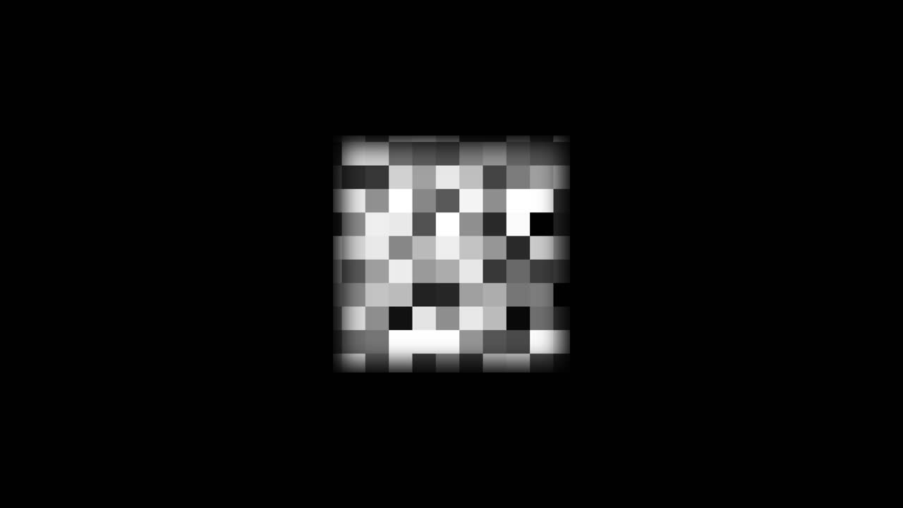 Pixeliseret digital støjblok på sort baggrund
