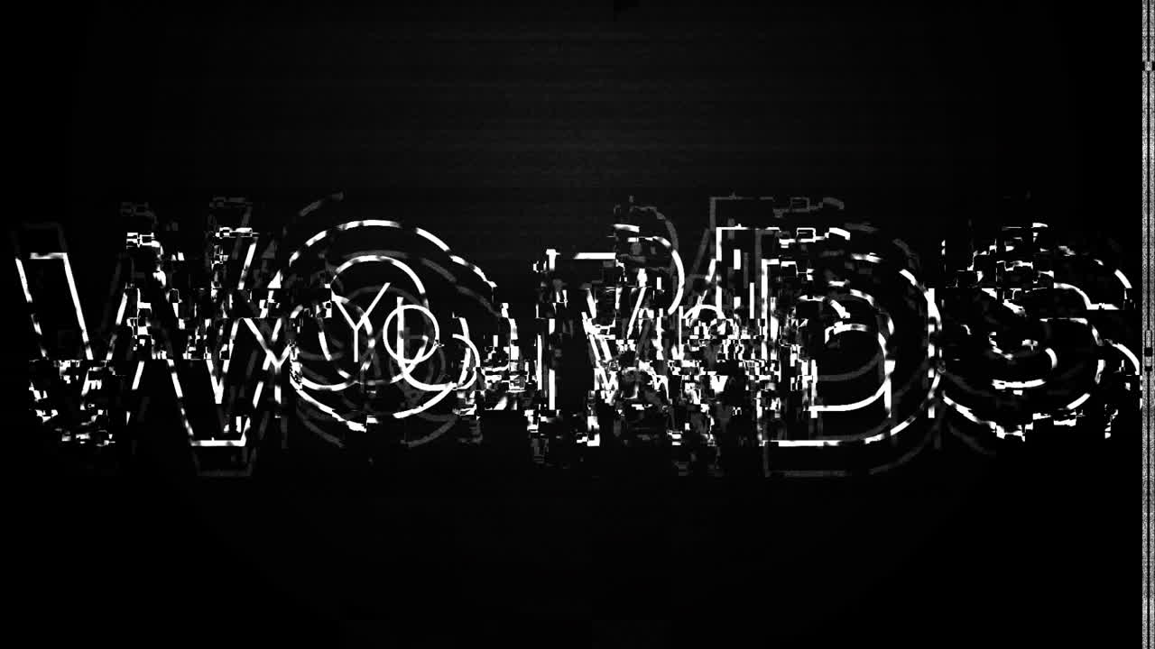 animación de las palabras que ganas con glitch parpadeando sobre fondo negro