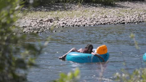 boise, idaho, august 31, 2019 - people floating down the boise river on the last open day of the season