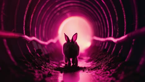 rabbit in a pink tunnel